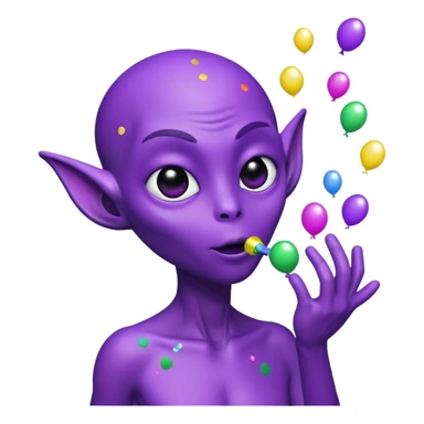 Alien blowing confetti sticker