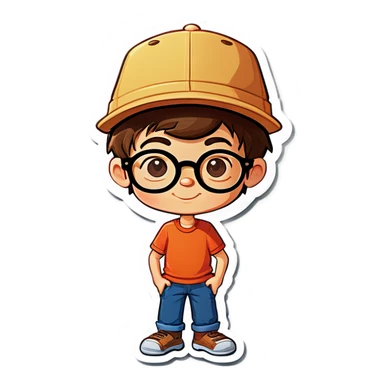 boy with hat and glasses sticker