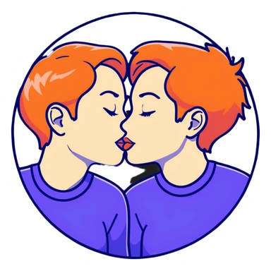 lesbian couple kissing on cheek sticker