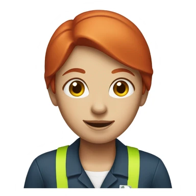 A female delivery employee with red hair sticker