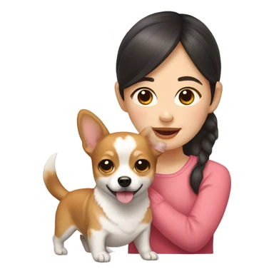 Korean girl with corgi-chihuahua mix  sticker