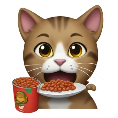  cat eating baked beans sticker