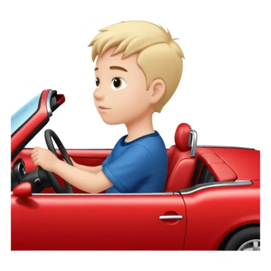 boy driving red car profile sticker