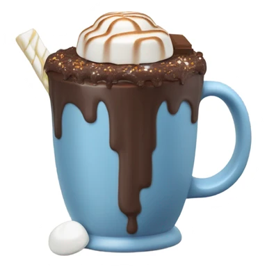 a double chocolate hot chocolate with toasted marshmallow, a chocolate covered s’more, and a chocolate covered marshmalloe sticker