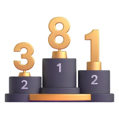 podium with gold 1st, silver 2nd, bronze 3rd positions and large numbers sticker