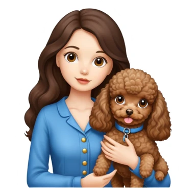 à beatiful long hair brunette with  and a toy poodle dog sticker