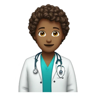 doctor with blue eyes and brown short curly hair sticker