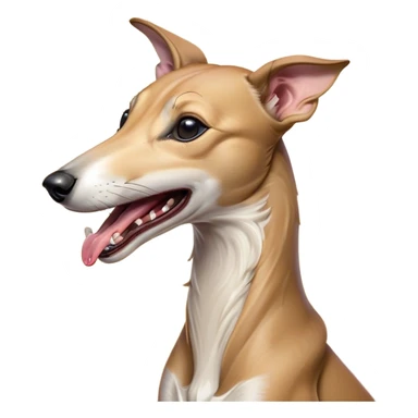 Cinematic Cute Yawning Fawn Greyhound Portrait Emoji, Head tilted slightly with a dramatic, wide-open yawn, showcasing a smooth fawn Fur with a refined finish, floppy ears slightly drooping, round eyes barely open in drowsy contentment, Simplified yet irresistibly adorable features, highly detailed, glowing with a soft, cozy glow, high shine, relaxed yet expressive, stylized with a touch of whimsy, bright and endearing, soft glowing outline, capturing the essence of a sleepy yet affectionate companion, so drowsy it feels like it could stretch out of the screen and curl up for a nap! sticker