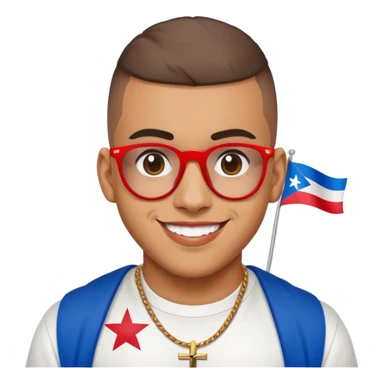 bad bunny with puerto rican flag smiling sticker
