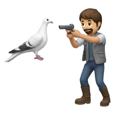Man shooing a pigeon sticker