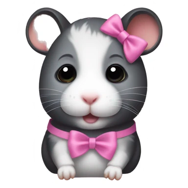 Black hamster with pink bow on head sticker