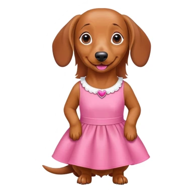 tan dachshund wearing a pink dress sticker