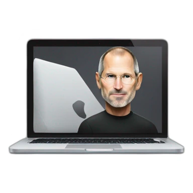 Steve jobs with macbook sticker