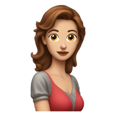 Woman with brown hair wearing a red bra sticker