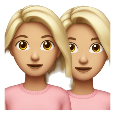 girl with brown eyes, brown with blonde highlights medium hair, pink sweater sticker