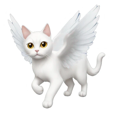 white cat with wings sticker