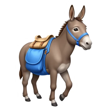 a donkey with a blue sack on his back sticker