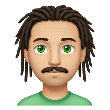 man light skinned, short dark brown dreads, light mustache, and green eyes. sticker