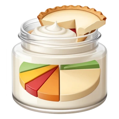 face cream jar with a pie chart on the lid indicating usage sticker