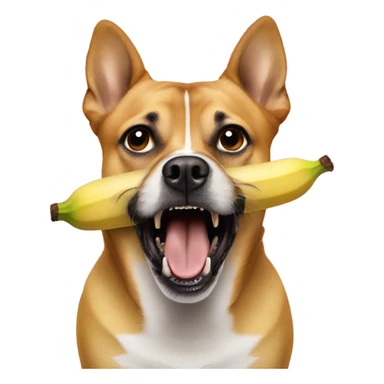 Scared banana in a dogs mouth  sticker