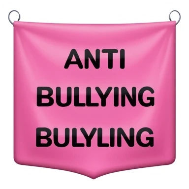 Hyperrealism, pink color banner with typography text "Anti-bullying" in bold white, black colors, isolated still life, render. No emoji icons, no emoji faces  sticker