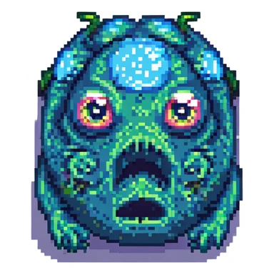 slime monster pixel art with big eyes sticker