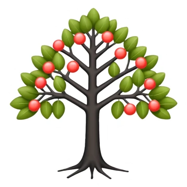 Minimalistic flat vector icon, iOS style, thin black contour on white background. Binary tree diagram with connected nodes. Clean, no text, no shadows sticker