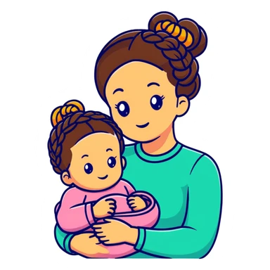 mom and baby with matching braided hairstyles sticker