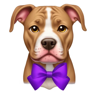 Light brown pitbull with ears cropped and purple bows sticker