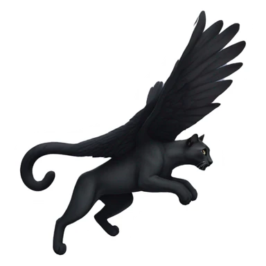 winged black puma flying sticker