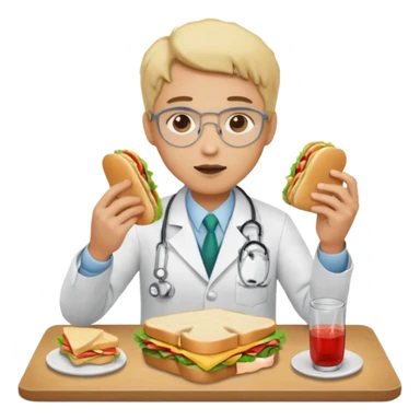 ligth doctor eating in a table full body sticker