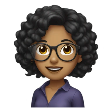 girl with black wavy hair and glasses sticker