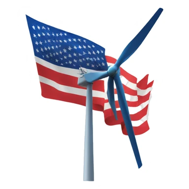 Wind turbine in usa flag colors sticker