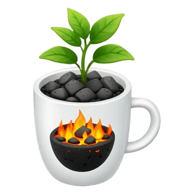 a cup with lava stones and a small green plant growing from them for perfuming the ambient sticker