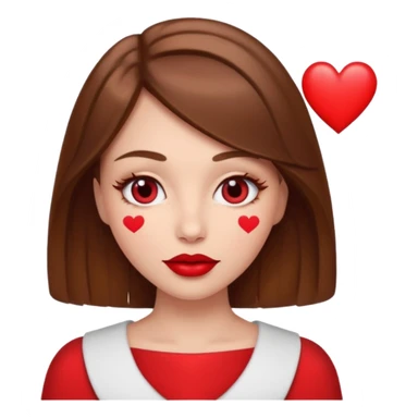 brownhaired woman with red lips and hearts in eyes sticker