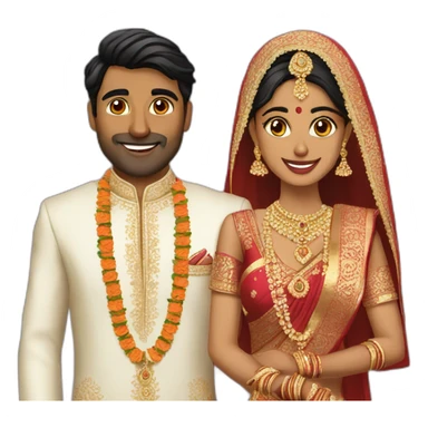 Indian groom and bride sticker
