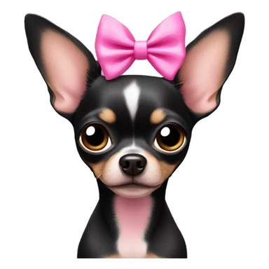 dark chihuahua with pink bows on ears sticker