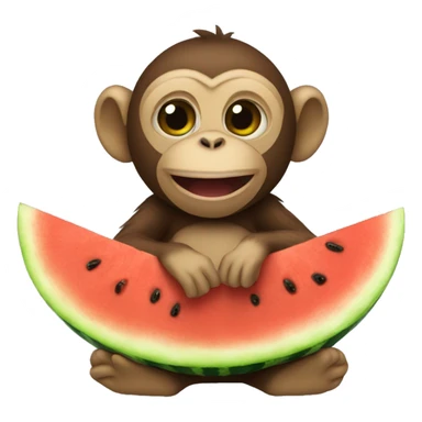Monkey eating watermelon  sticker
