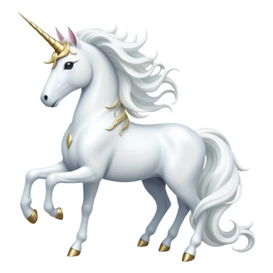 cinematic-beautiful-white-unicorn-full body-emoji,-poised-and-regal,-with-a-slender,-ethereal-form-draped-in-a-pristine-white-color,-a-flowing-mane-and-tail,-and-a-glistening,-spiraled-horn-that-radiates-pure-light,-simplified-yet-sharp-and-majestic, zoomed out to show a majestic unicorn sticker
