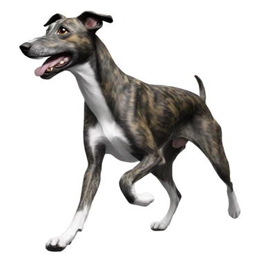 Brindle dog lurcher running cyan lighting sticker