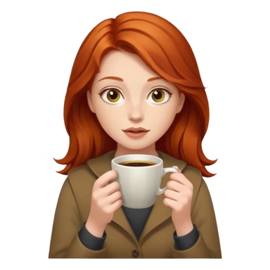 A redhead girl with hazel eyes drinking coffee sticker