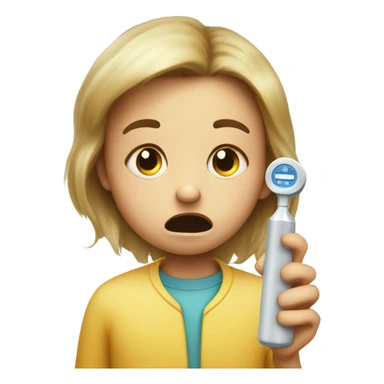 Sick child with thermometer  sticker