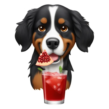 bernese mountain dog drinking a pomegranate martini sticker