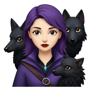 Alysanne Blackwood from Game of Thrones. She is known as black aly and is the Wife of Cregan Stark. I have her looking like Hande Erçel. Show her with a raven and a wolf sticker