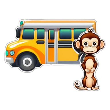 Monkey in bus sticker