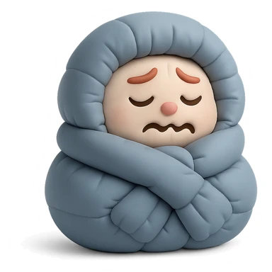 plush face bundled in scarf, shivering, cold weather sticker