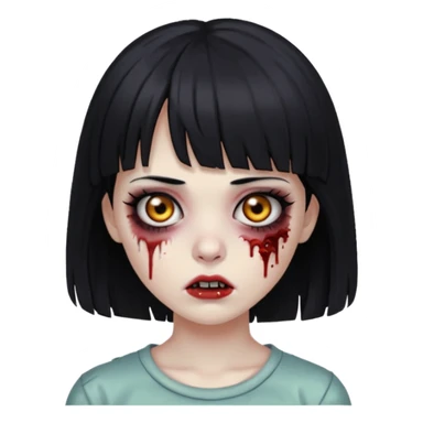 black haired zombie girl with bangs and eyeliner sticker