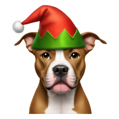 Pitbull wearing an elf hat sticker