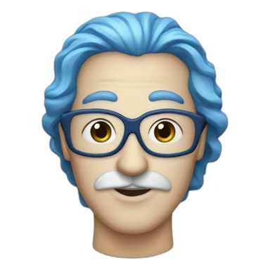 White Il Dottore in Fatui mask with blue hair sticker