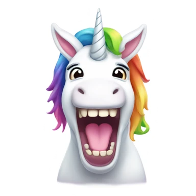 Rainbow unicorn with rabbit ears and bad teeth  sticker